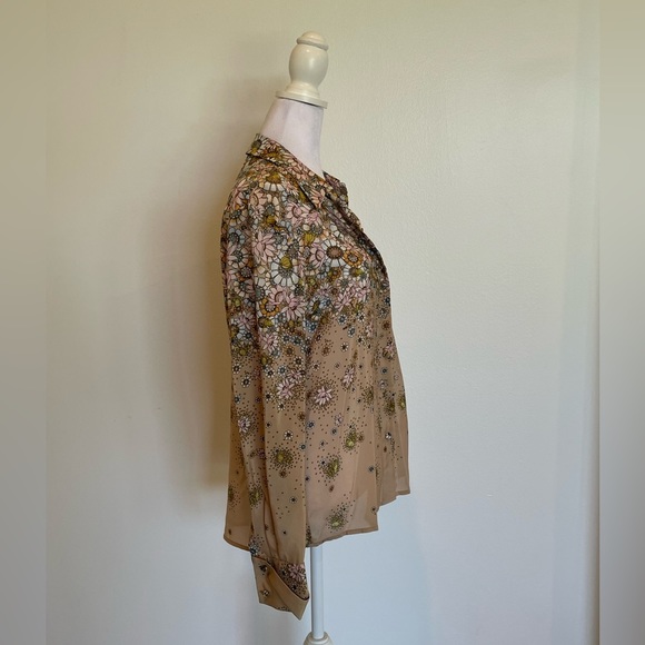 Top Shop UNIQUE Silk Floral Button Down Size 4 / Small - Picture 5 of 8
